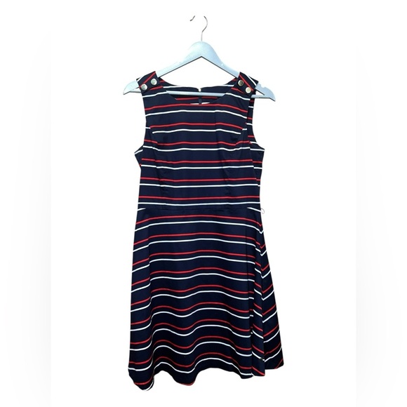 Tommy Hilfiger Red, White & Blue Striped Dress with Red Belt (Size 6) - Picture 1 of 8
